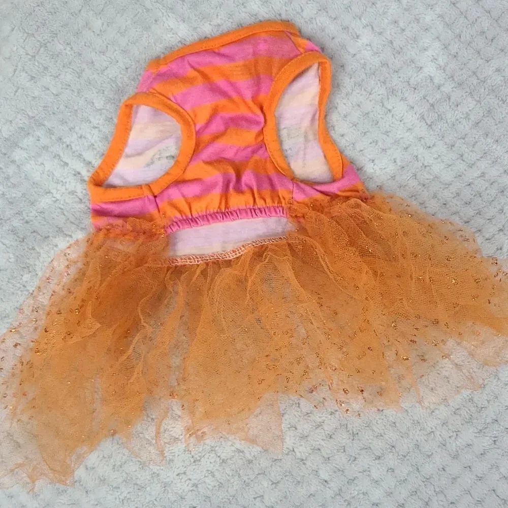 Pet Costume | Halloween Tutu Dog Dress Orange Batty for Mommy Glitter XS Clothes